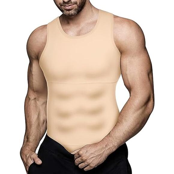 Men's Compression Shirt Slimming Body Shaper Vest Workout Tank Tops - Picture 1 of 4